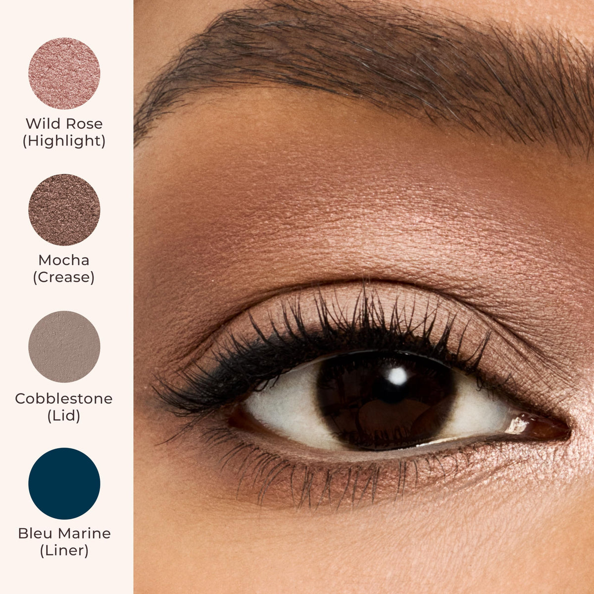 Laura Mercier Mocha swatch on skin showing rich, shimmery brown payoff
