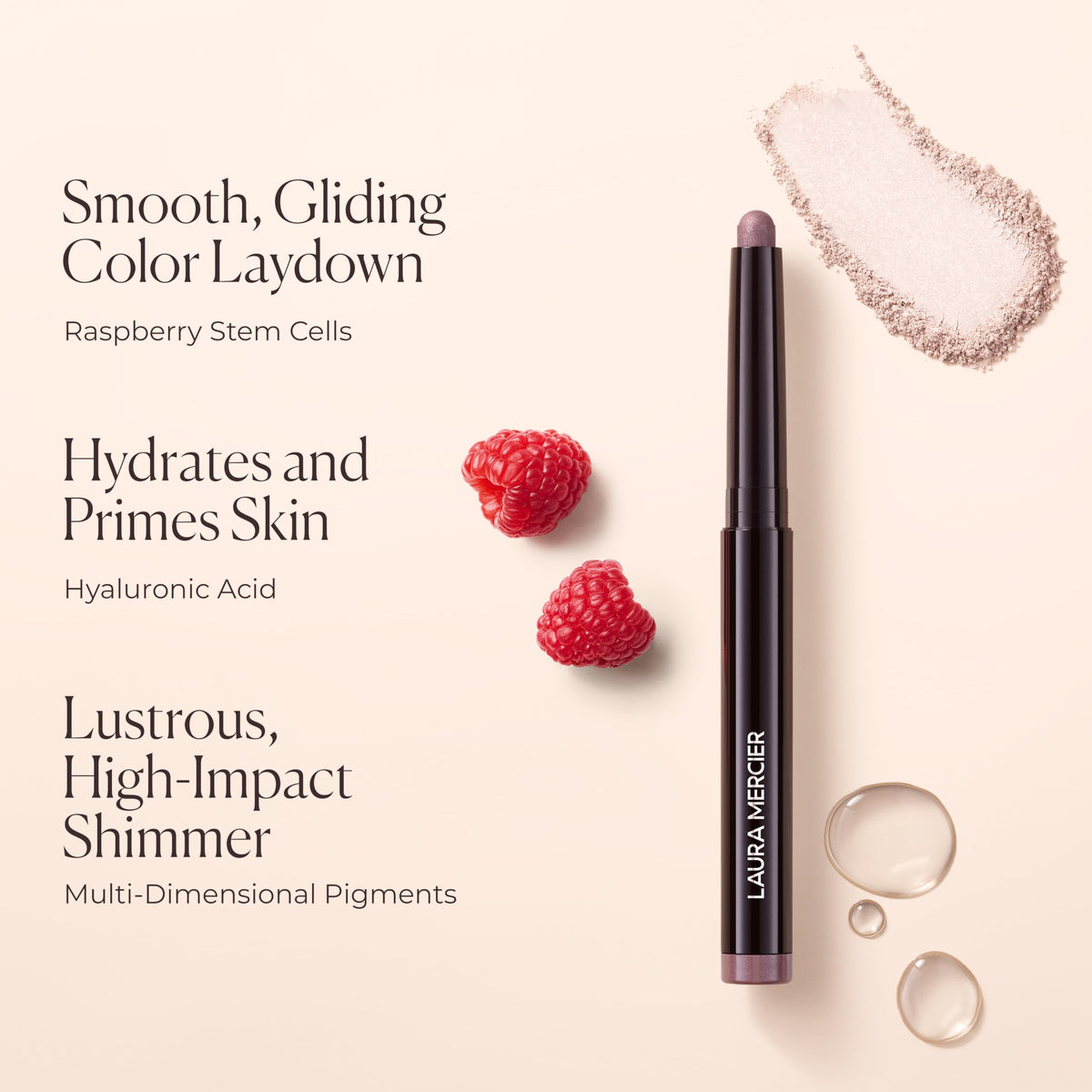 Laura Mercier lid close-up highlighting hyaluronic acid hydration benefit