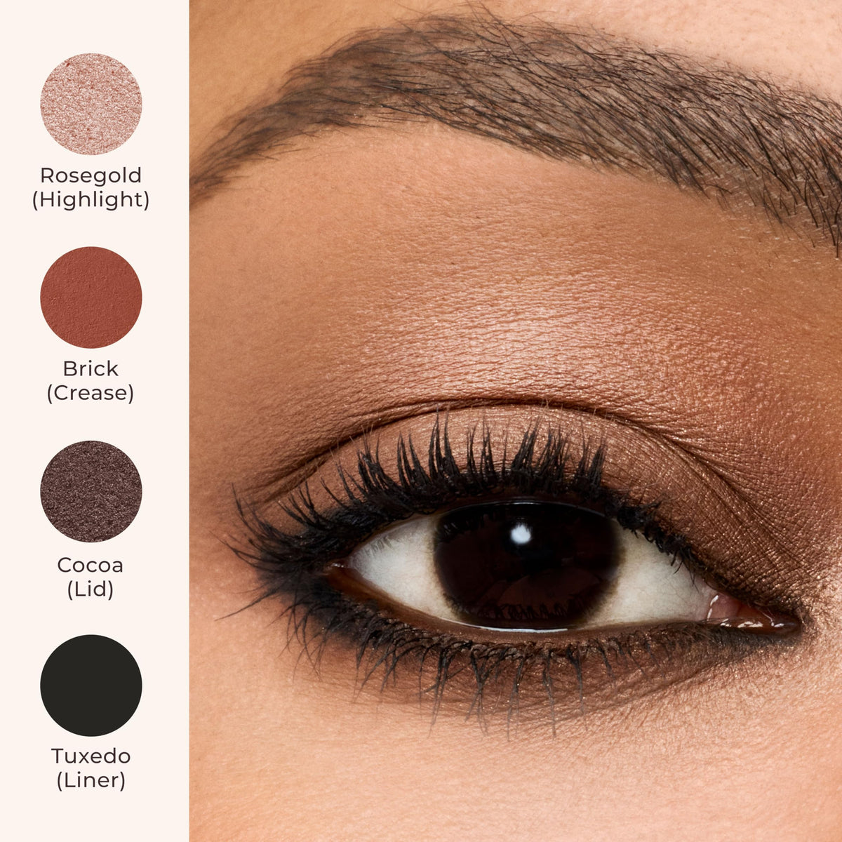 Laura Mercier cocoa swatch on arm showing rich color payoff benefit