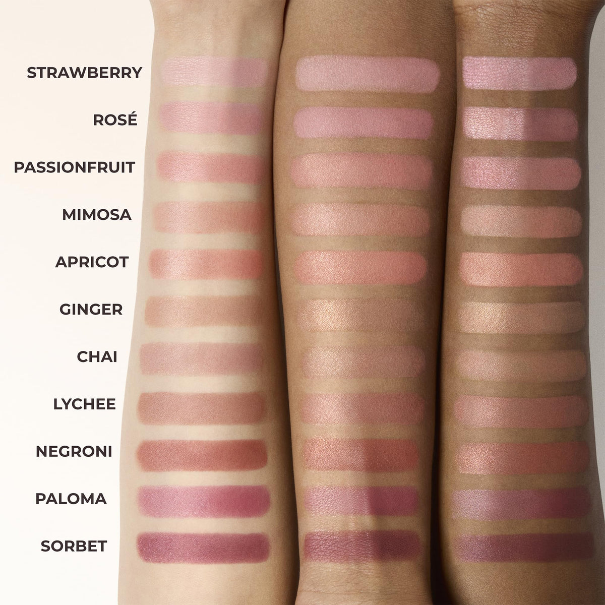 Laura Mercier matte shade swiped on skin showing natural definition