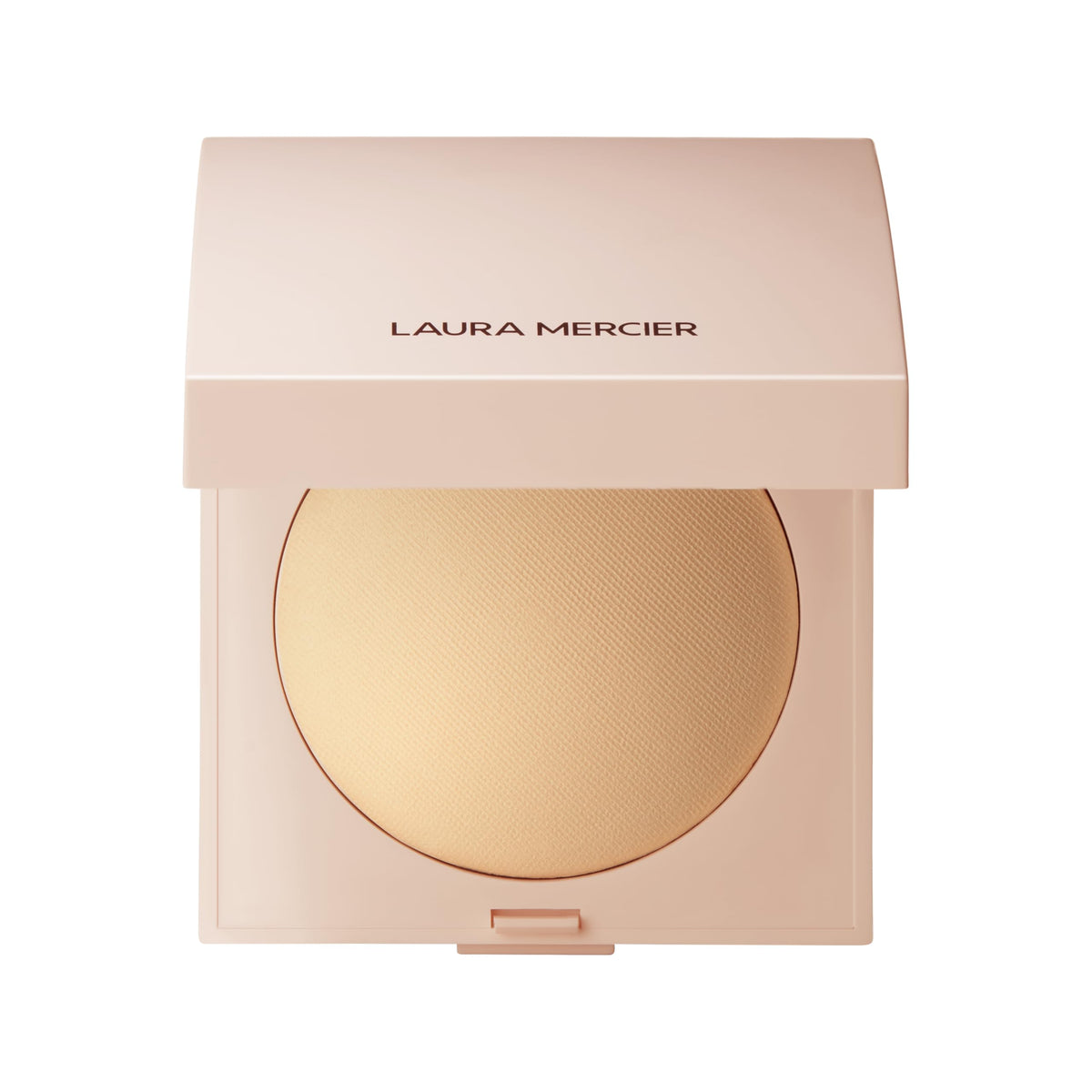 Laura Mercier compact front view showing sleek packaging and professional finish