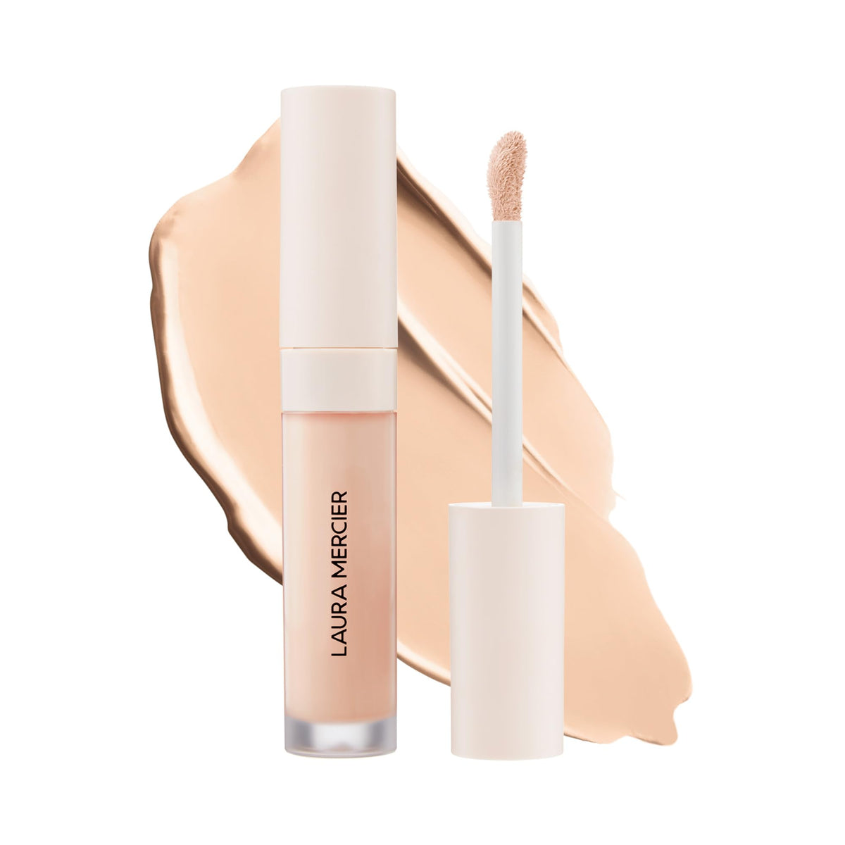 Laura Mercier front packaging showing shade 0W1 and benefits