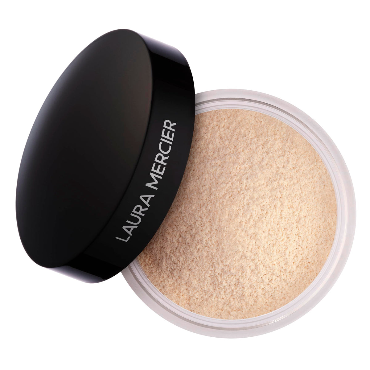 Laura Mercier front jar showing label and clean matte packaging benefit: easy identification