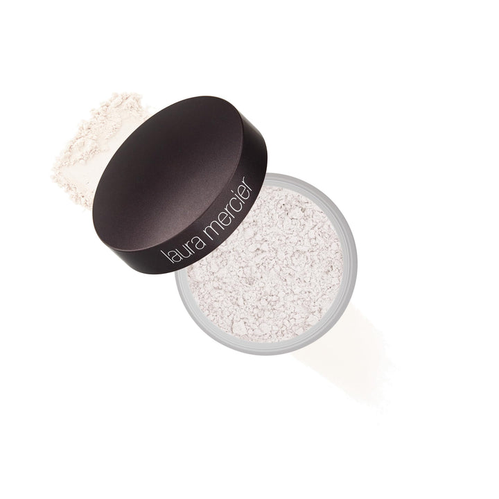 Laura Mercier front packaging showing compact and branding, stylish travel-ready benefit
