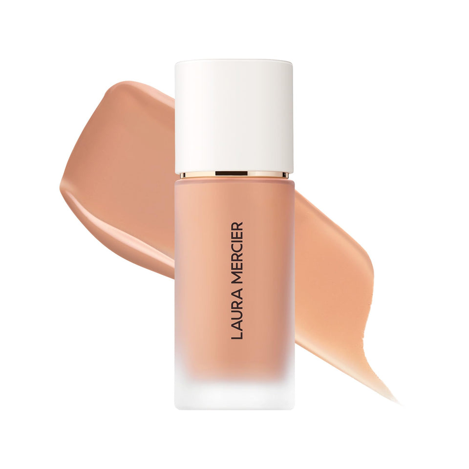 Laura Mercier front packaging showing bottle and label for recognition and trust
