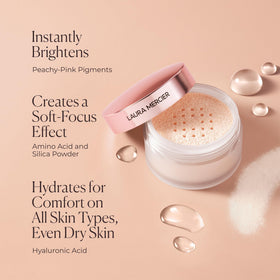Laura Mercier ingredient label with hyaluronic acid indicating hydration and comfort