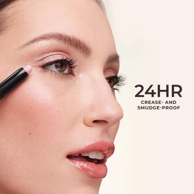 Laura Mercier label close-up showing formula benefits and hyaluronic acid