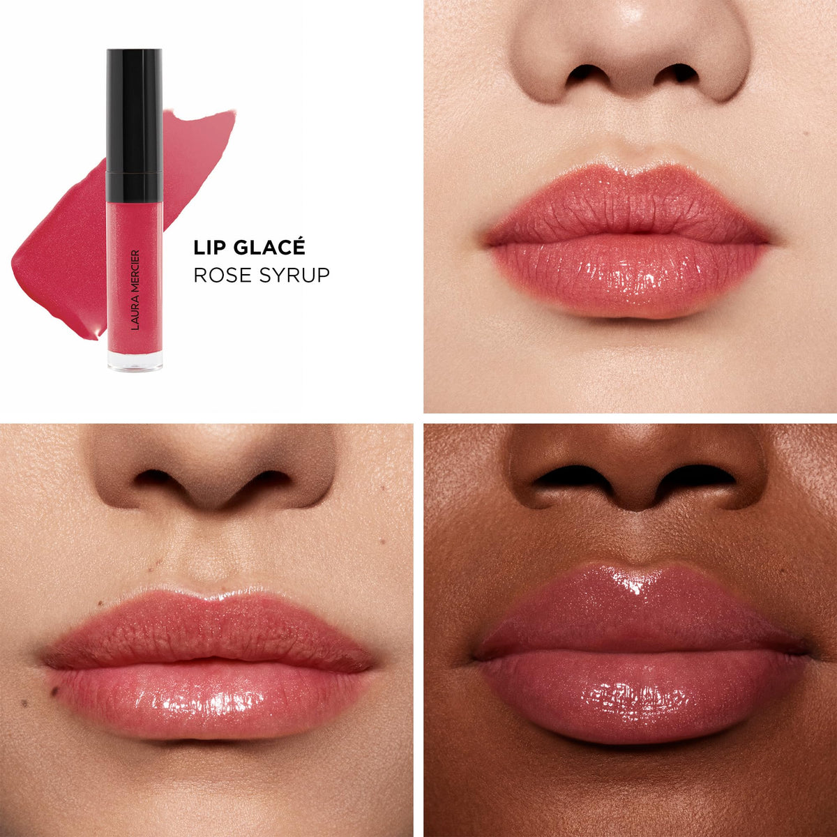 Laura Mercier gloss texture swirl highlighting high-shine moisturizing benefit