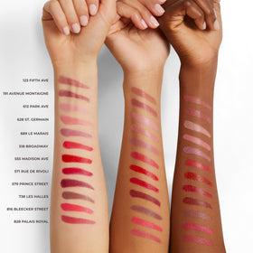 Laura Mercier model applying lipstick demonstrating effortless single-swipe application and buildable color