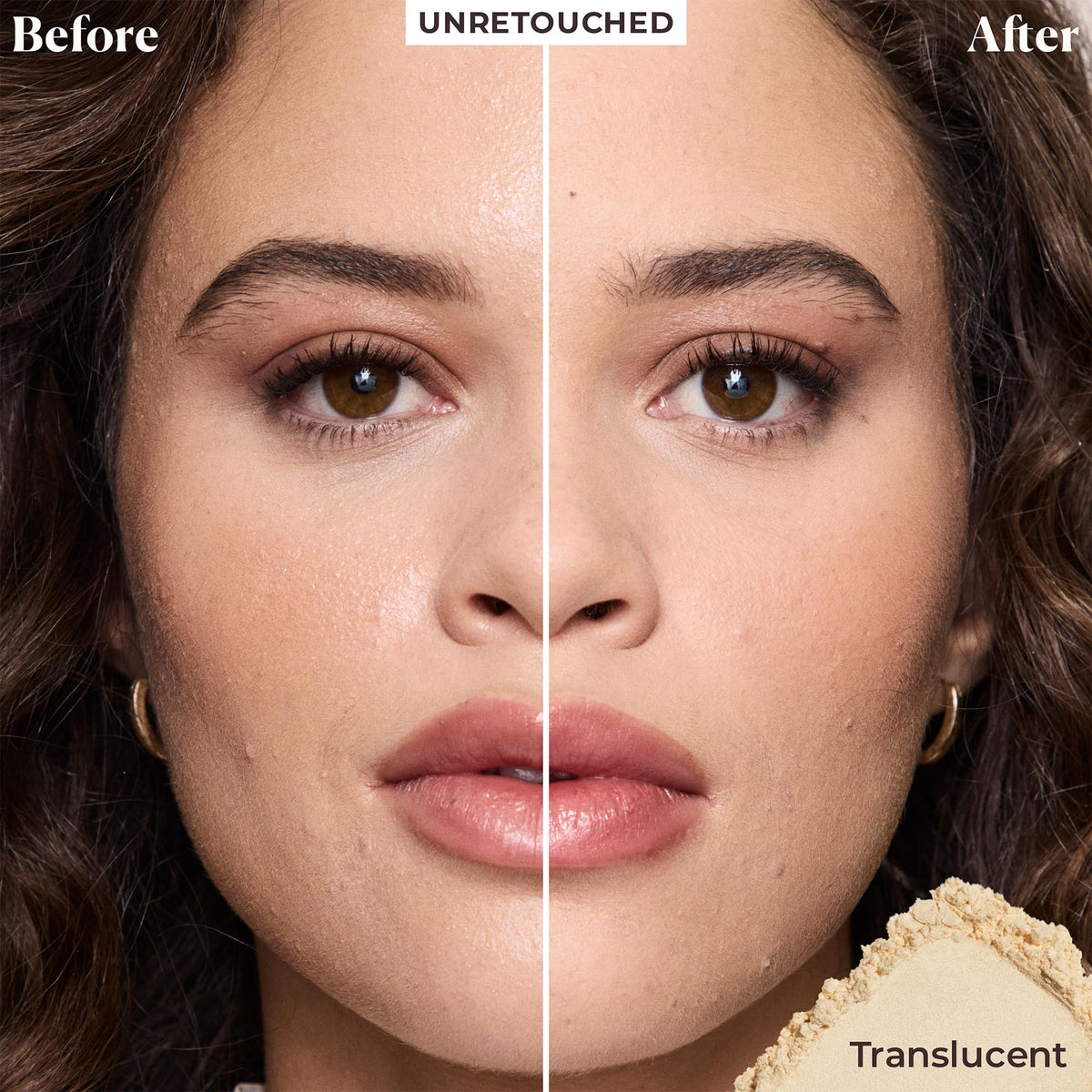 Laura Mercier close-up of powder texture highlighting ultra-fine, blur effect