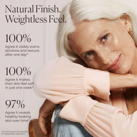 Laura Mercier on model demonstrating natural no-makeup makeup finish