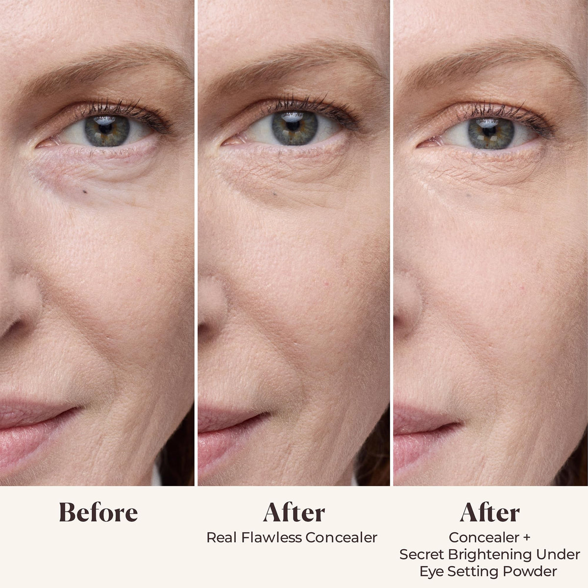 Laura Mercier open compact revealing peach and pink powder pan brightening benefit