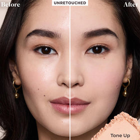 Laura Mercier open jar top view revealing ultra-fine powder and sifter benefit