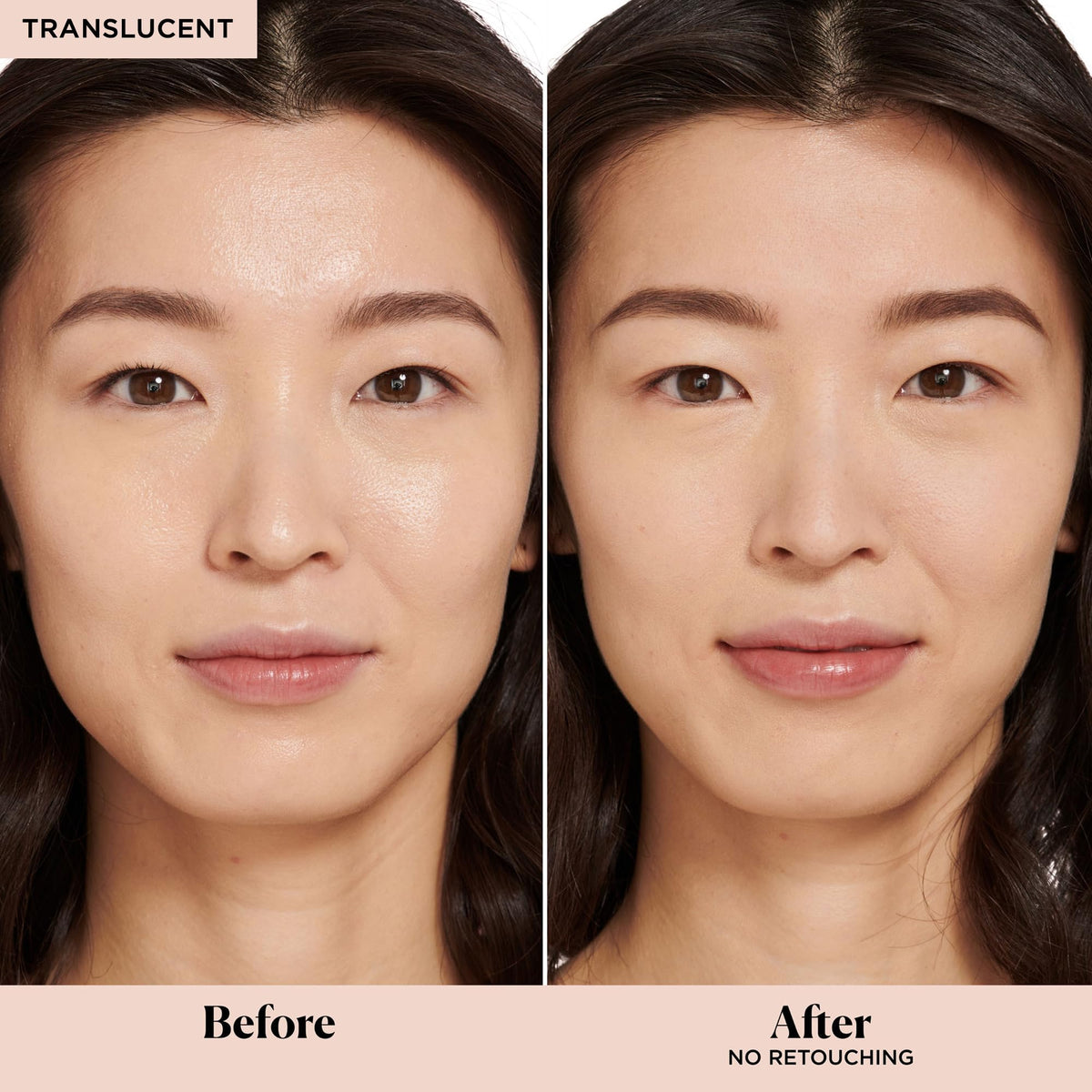 Laura Mercier powder on brush demonstrating easy application and long-lasting control