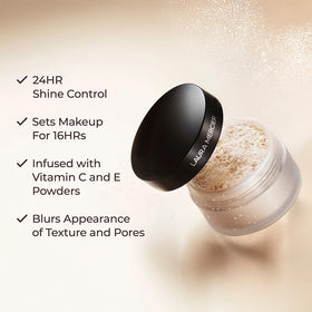 Laura Mercier powder in use pressing technique locking makeup longer