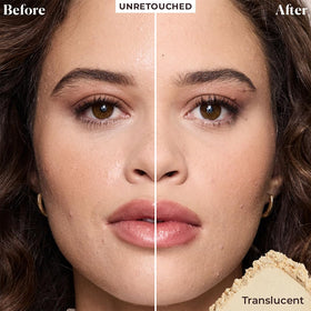 laura mercier loose powder texture close-up with soft blurring effect