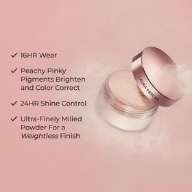 Laura Mercier press and roll demo with brush to show easy application