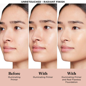 Laura Mercier primer dispensed on hand showing blendable hydration