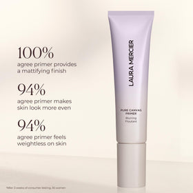 Laura Mercier label detail highlighting ingredients and non-comedogenic benefit