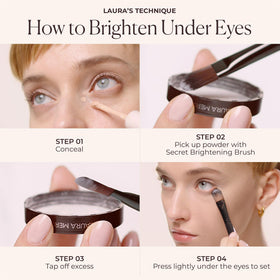 Laura Mercier next to a coin to show compact size and travel-friendly benefit