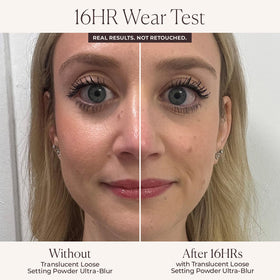 Laura Mercier sifter and cap detail illustrating easy dispensing and controlled application