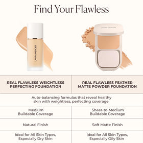Laura Mercier bottle next to hands showing bottle size and travel-friendly benefit