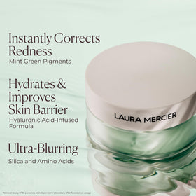 Laura Mercier size comparison mini next to everyday items for travel convenience