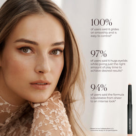 Laura Mercier stick held in hand showing compact travel-ready size advantage