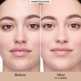 Laura Mercier texture close-up showing blurred matte finish and lightweight feel