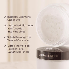 Laura Mercier macro view of finely milled powder particles that diffuse light evenly