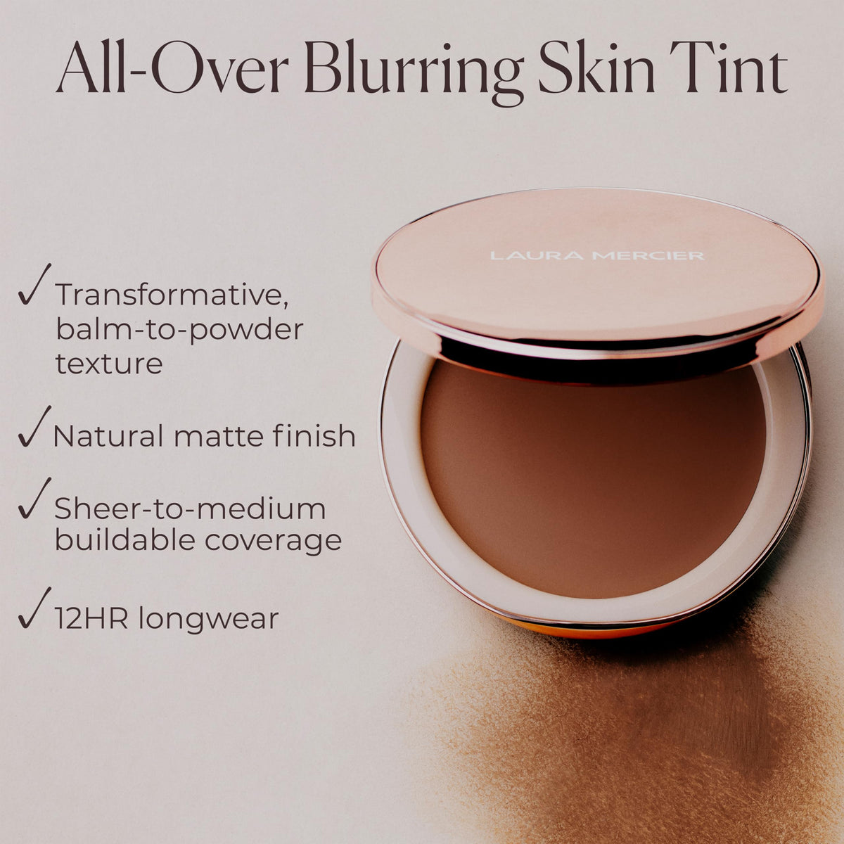 Laura Mercier application with fingers pressing balm for natural skin-like finish