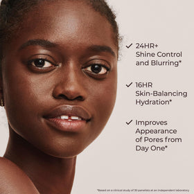Laura Mercier product applied with fingers showing smooth blending benefit