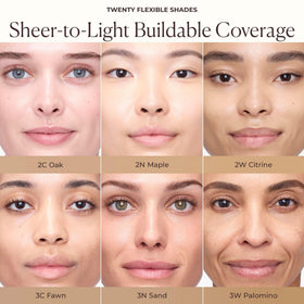 Laura Mercier on a bathroom vanity with other skincare, showcasing daily routine use