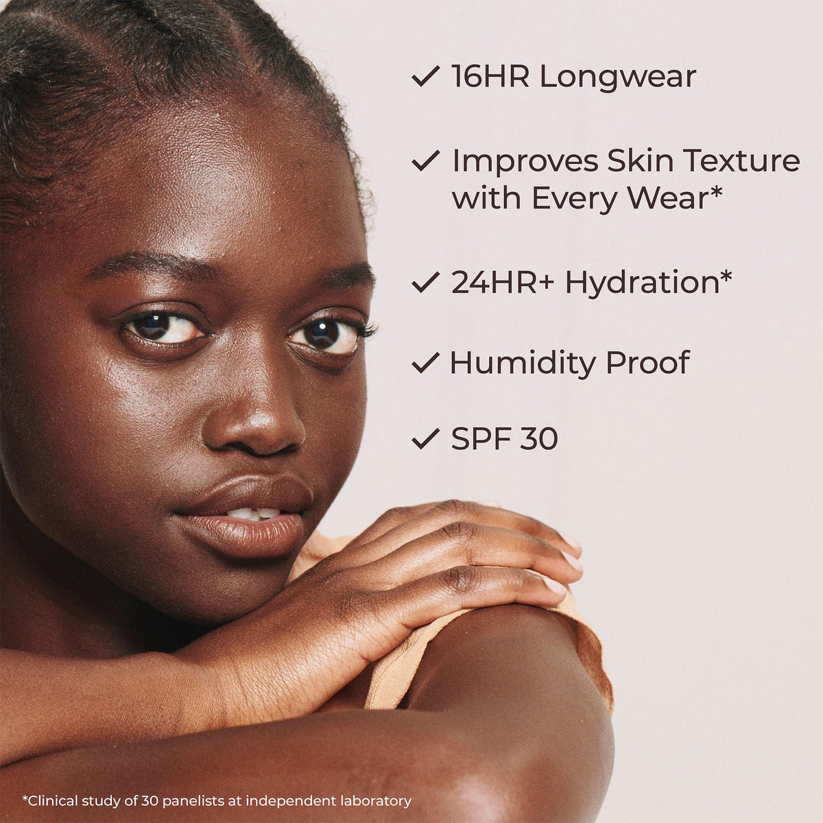 Laura Mercier mini size held in hand conveying portability and sample testing