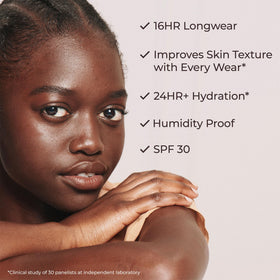 Laura Mercier SPF 30 label detail emphasizing daily sun protection
