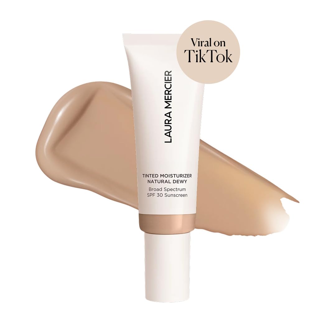 Laura Mercier close-up texture swatch revealing dewy, hydrating finish benefit
