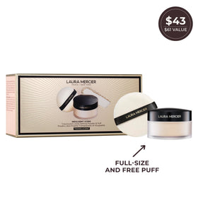 Laura Mercier open translucent powder with velour puff for easy application benefit: ready-to-use