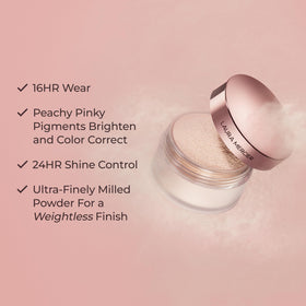 Velour puff pressing powder on skin benefit: sets makeup for long wear
