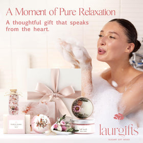LaurGifts spa set staged in bathroom benefit: ready-to-use spa atmosphere