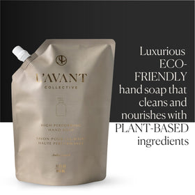 L'AVANT Collective close-up of pouch texture highlighting plant-based formula