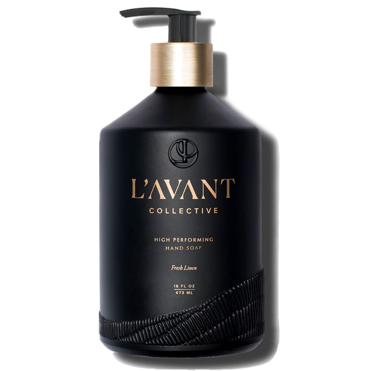 L'AVANT Collective brushed gold pump detail highlighting durability and elegant countertop styling
