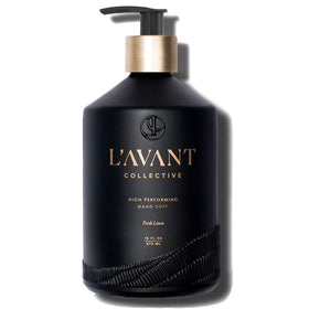 L'AVANT Collective brushed gold pump detail highlighting durability and elegant countertop styling