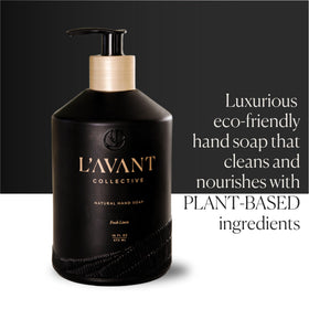 L'AVANT Collective bottle on bathroom shelf with other products showing coordinated home fragrance