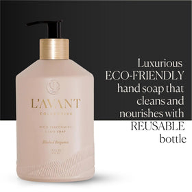 L'AVANT Collective brushed gold pump close-up emphasizing durable refillable bottle quality
