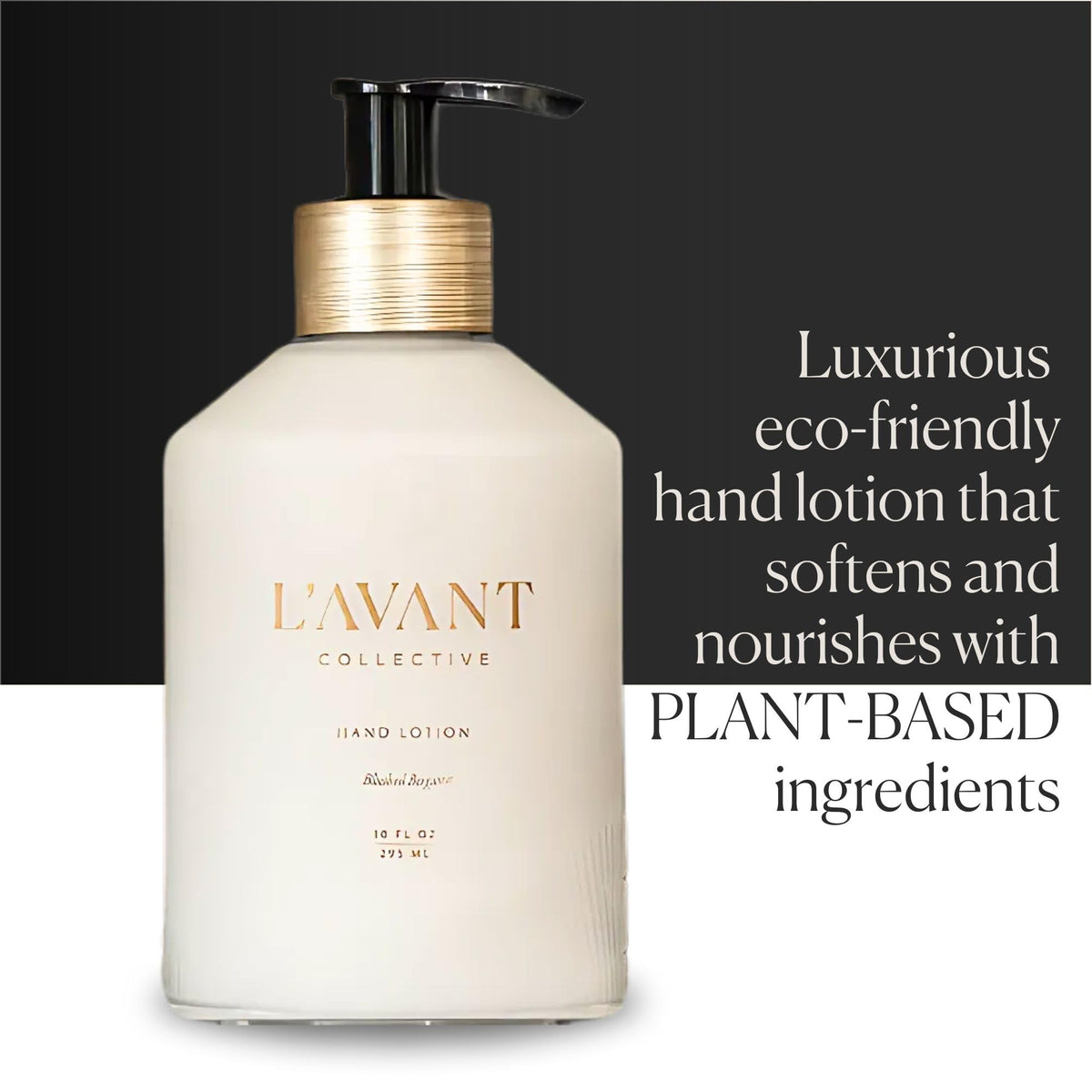 L'AVANT Collective close-up of glass pump mechanism, highlights durable refillable design