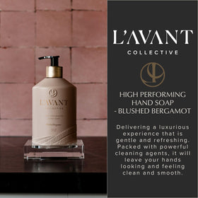 L'AVANT Collective soap being dispensed at a kitchen sink demonstrating gentle cleansing
