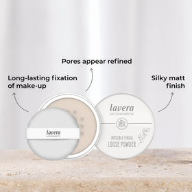 lavera close-up of organic rice powder ingredient highlighting oil control