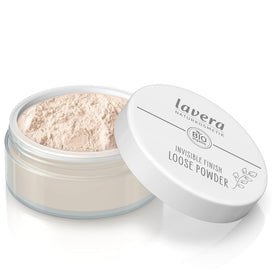 lavera open sifter revealing fine loose powder texture for smooth finish