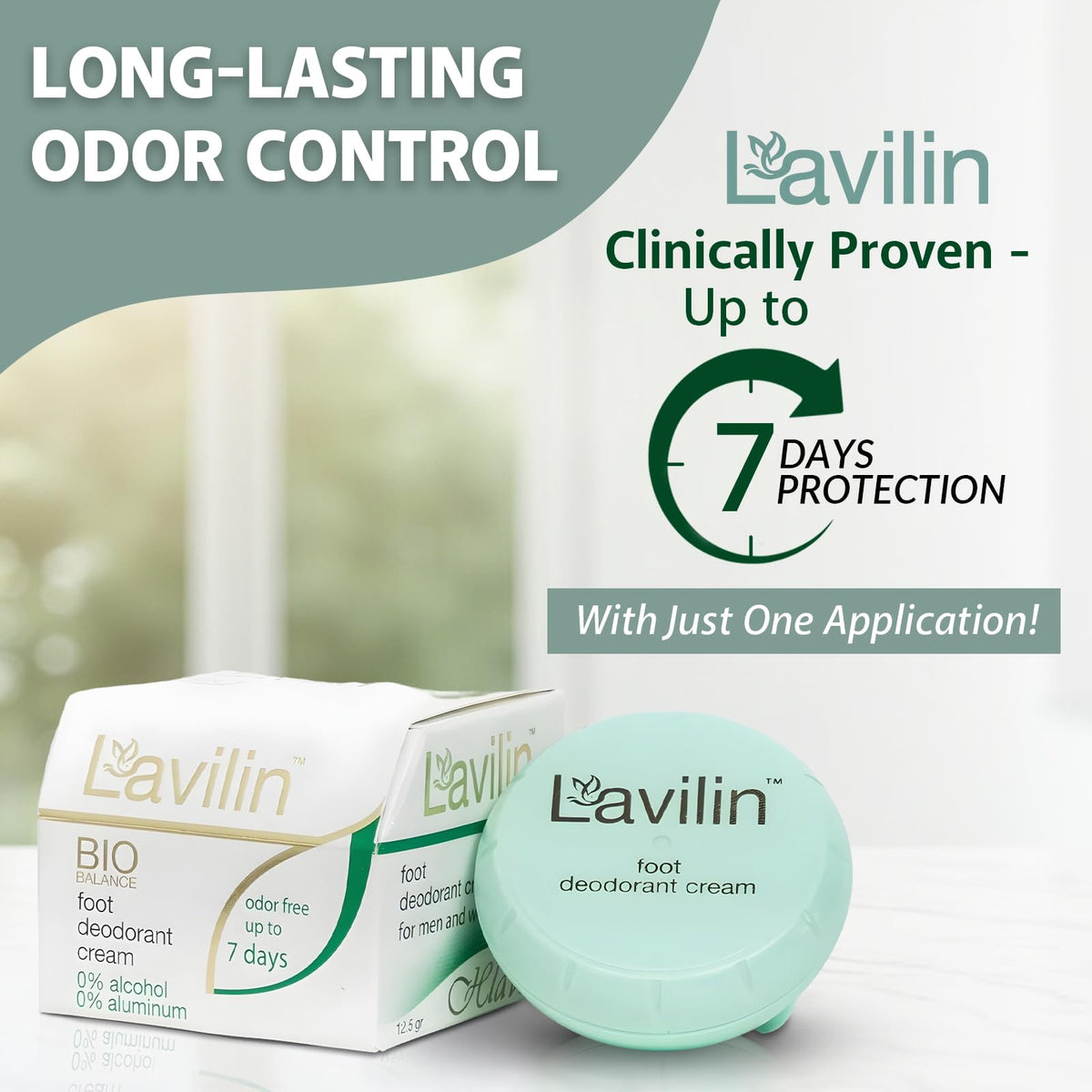 Lavilin being applied to foot showing easy single-application use