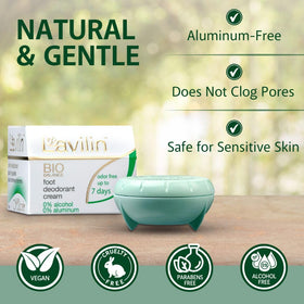 Lavilin tube beside shoes showing product scale and shoe protection